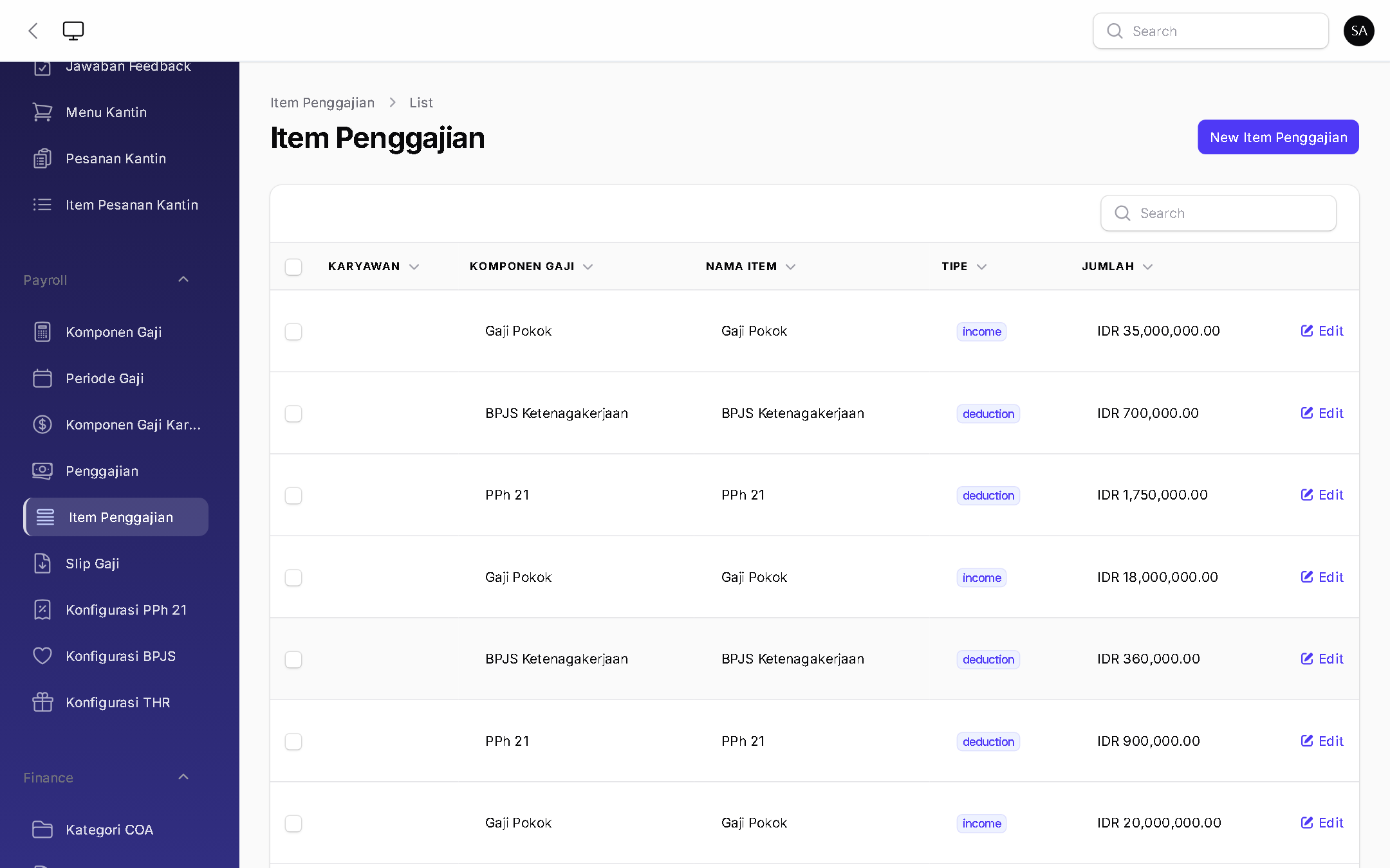 Item Payroll - BizOS