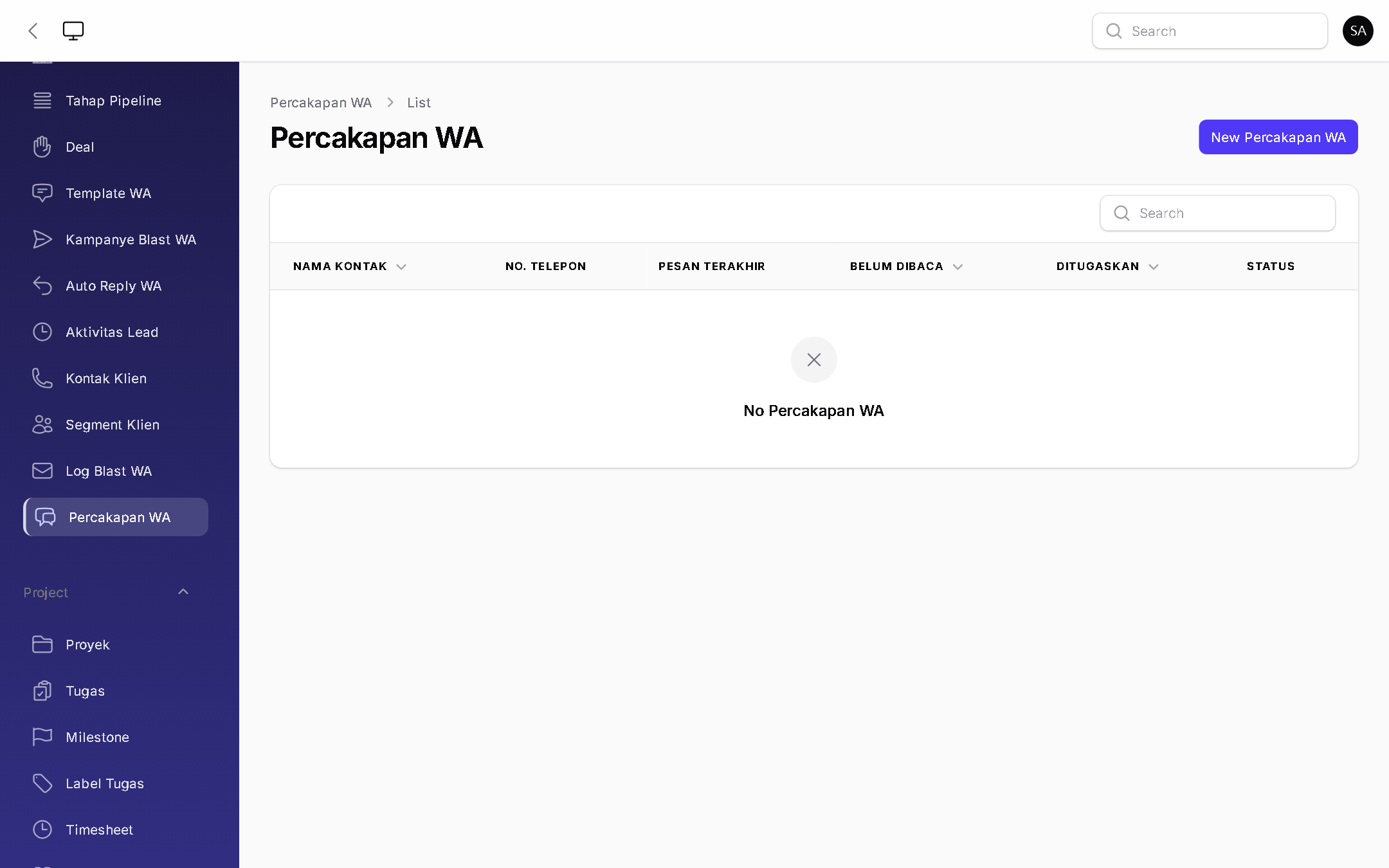 Percakapan WA - BizOS