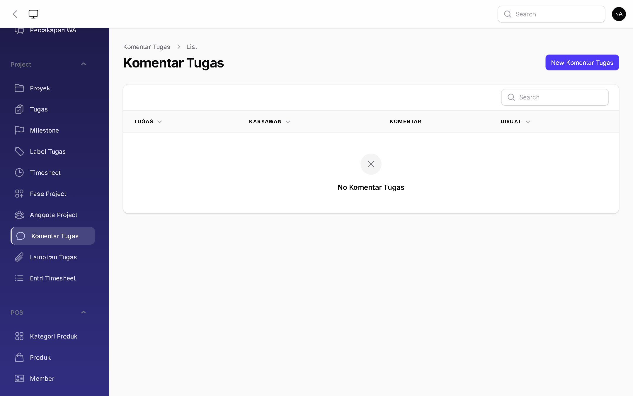 Komentar Task - BizOS