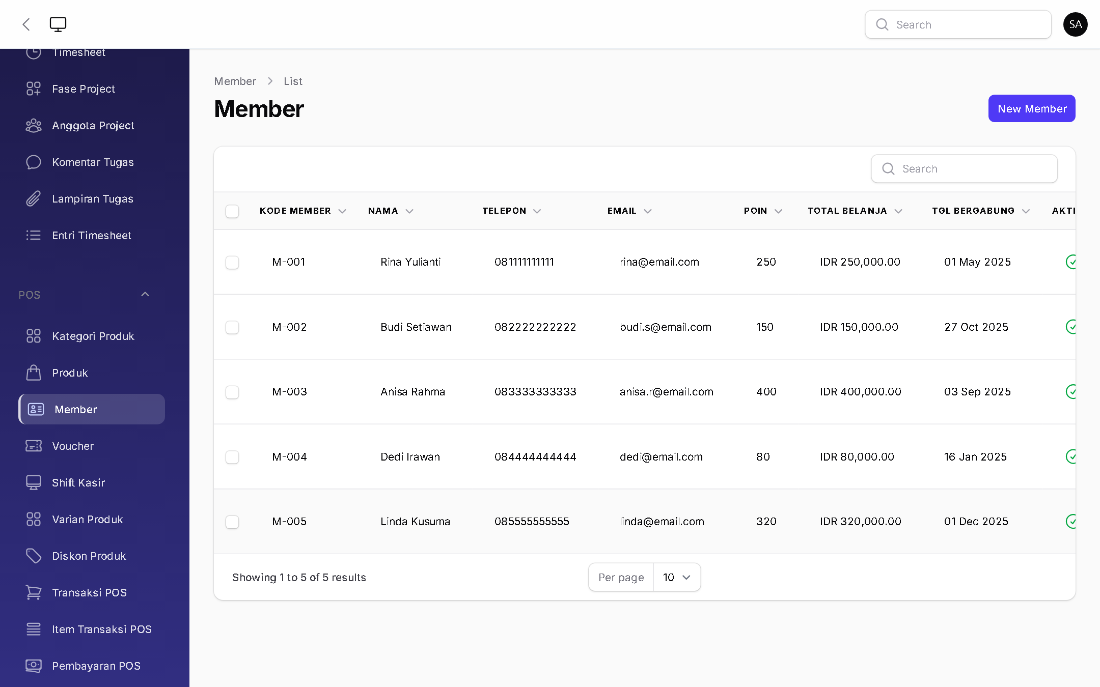 Member POS - BizOS